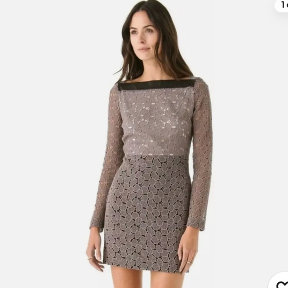 Diane Von Furstenberg Dresses & Skirts - Diane von Furstenburg Sarita pebbled lace dress taupe / black leather women 12
